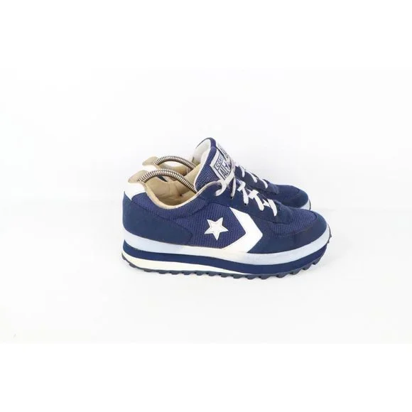 Vintage 90s Converse One Star Womens 9 Chunky Platform Shoes Sneakers Navy Blue